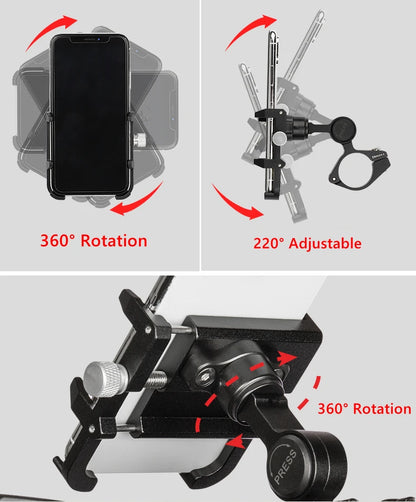 GUB Heavy-Duty Aluminum Motorcycle Phone Mount for Handlebar