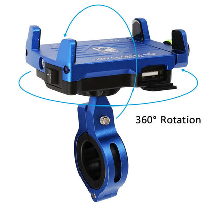 Motorcycle Phone Mount with USB Charger – Aluminum Handlebar Holder for GPS Navigation