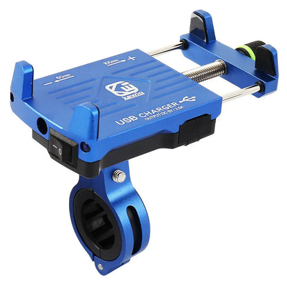 Motorcycle Phone Mount with USB Charger – Aluminum Handlebar Holder for GPS Navigation