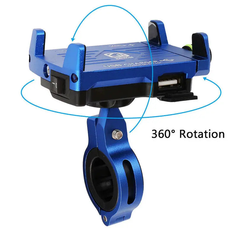 Motorcycle Phone Mount with USB Charger – Aluminum Handlebar Holder for GPS Navigation