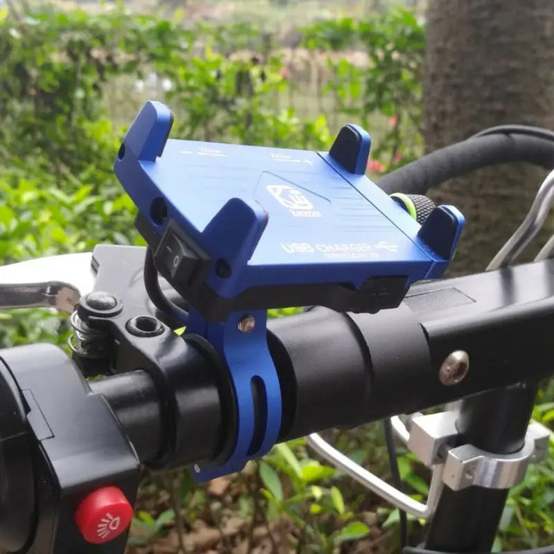 Motorcycle Phone Mount with USB Charger – Aluminum Handlebar Holder for GPS Navigation