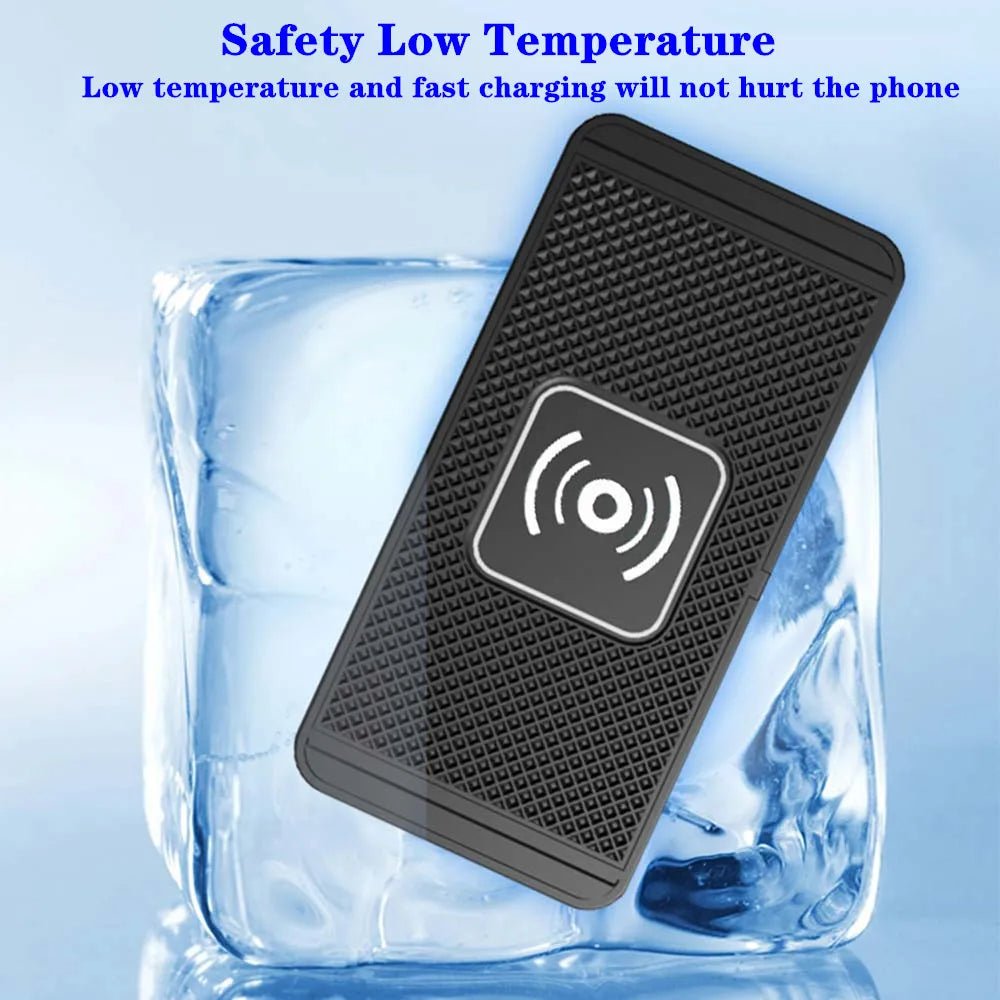 Fast Car Wireless Charging Pad – Non-Slip Qi Charger with USB & Type-C