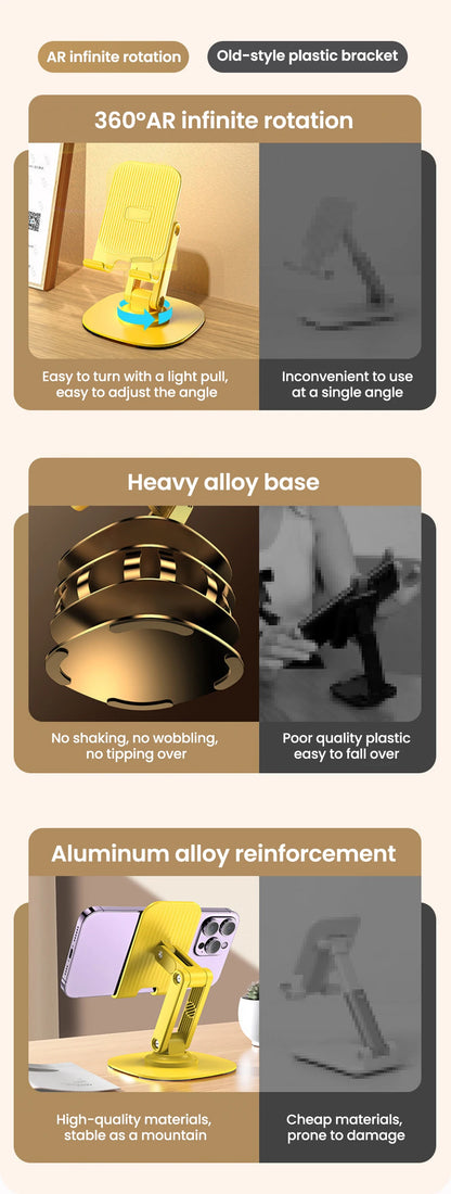 Adjustable Desktop Phone Stand with 360° Swivel Base