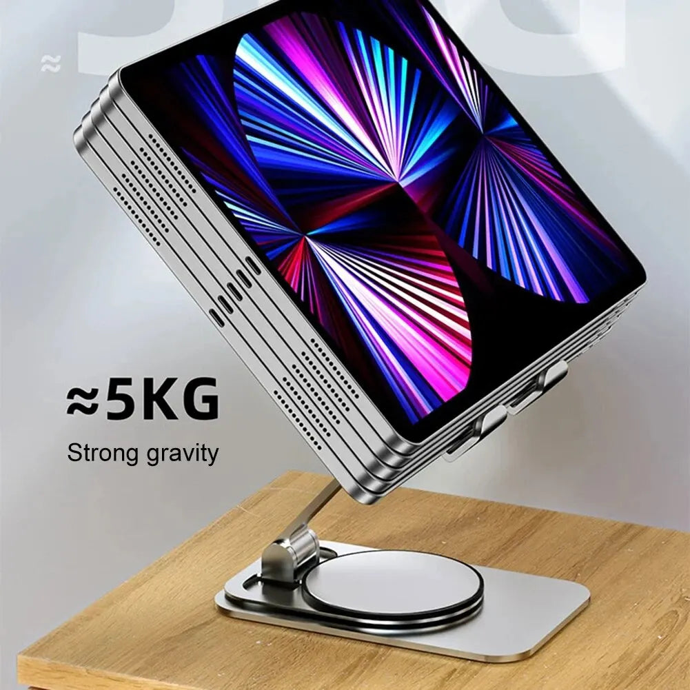 Adjustable Metal Phone Stand with 360° Rotating Base