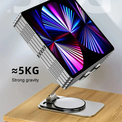 Adjustable Metal Phone Stand with 360° Rotating Base