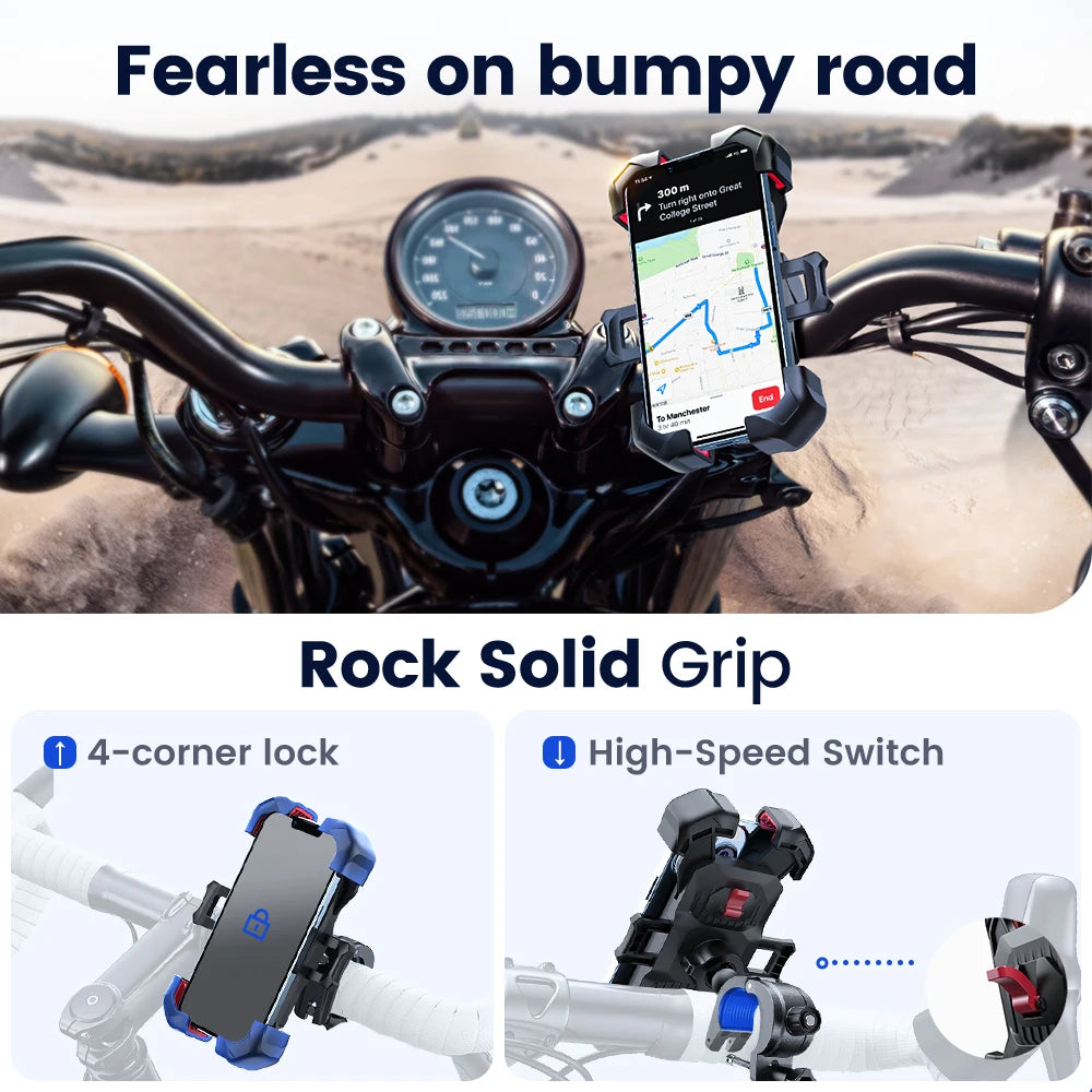 Secure Motorcycle Phone Mount with Anti-Drop Lock