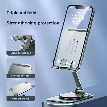 Adjustable Metal Phone Stand with 360° Rotating Base