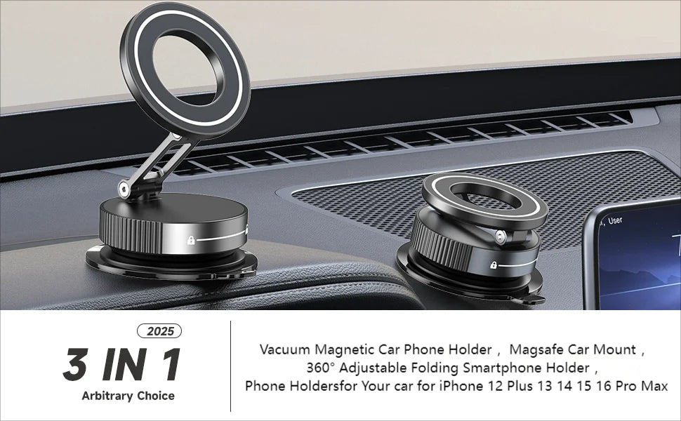 Magnetic Phone Stand with Adjustable Arm and Rotating Base