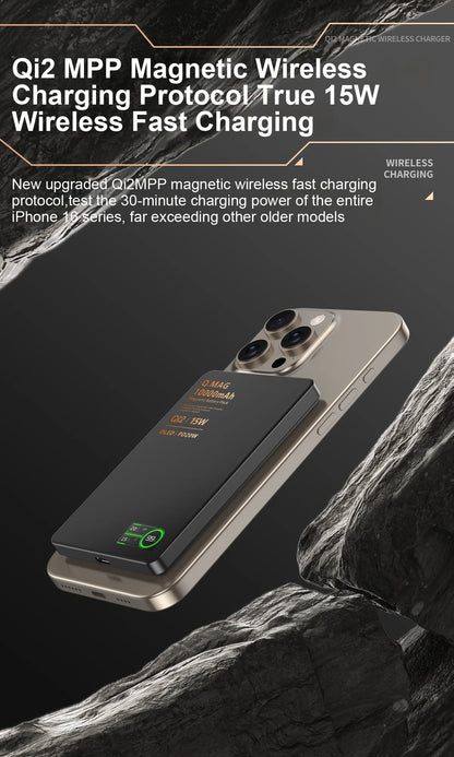 Magnetic 3-in-1 Wireless Power Bank – 5000mAh | 20W PD Fast Charge | N54 Magnetic Core | OLED Display