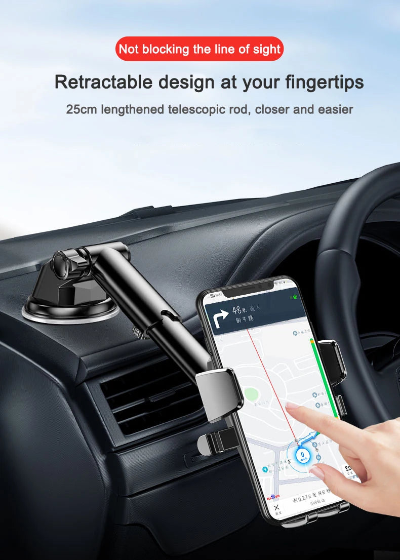 Universal Car Phone Holder with Suction Cup and Adjustable Arm