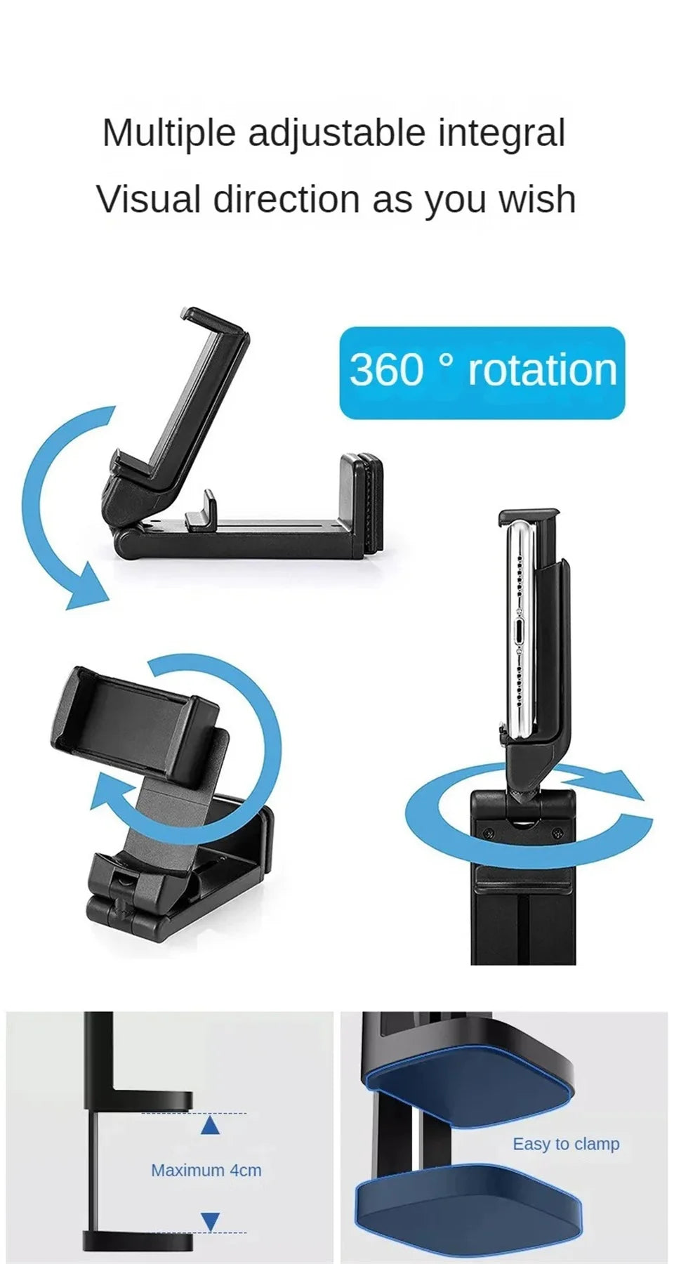Adjustable Phone Holder for Airplane & Home – Multi-Angle Travel Phone Stand