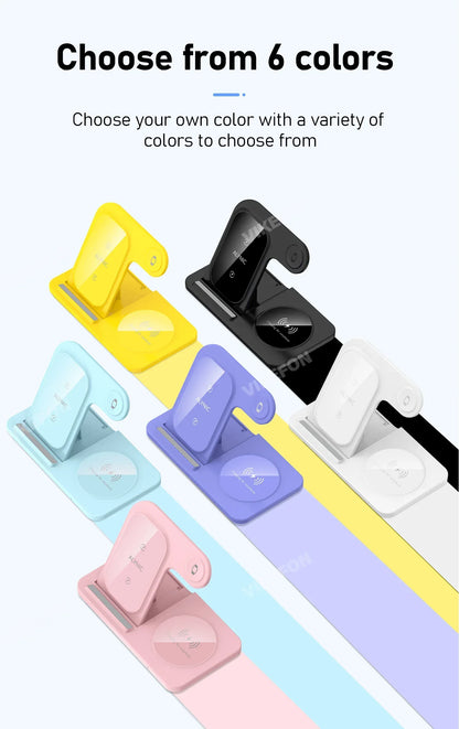 3-in-1 Foldable Wireless Charging Station – 30W Fast Charger for Phone, Watch & Earbuds