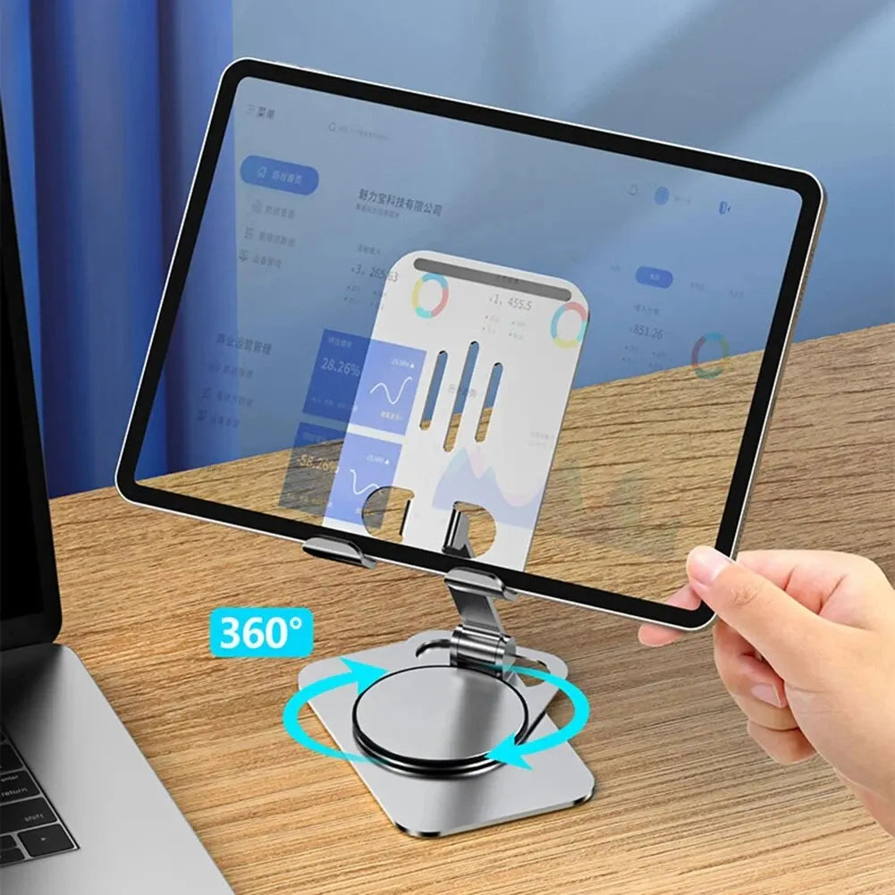 Adjustable Metal Phone Stand with 360° Rotating Base