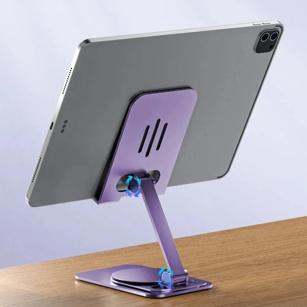 Adjustable Metal Phone Stand with 360° Rotating Base