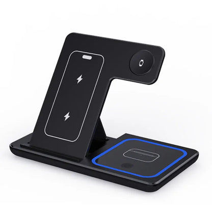 3-in-1 Foldable Wireless Charging Station – 30W Fast Charger for Phone, Watch & Earbuds