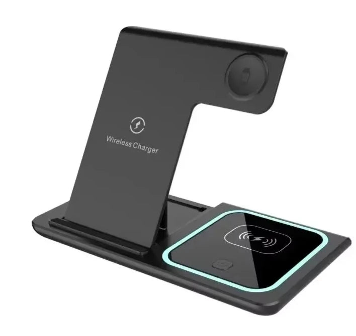 3-in-1 Foldable Wireless Charging Station – 30W Fast Charger for Phone, Watch & Earbuds