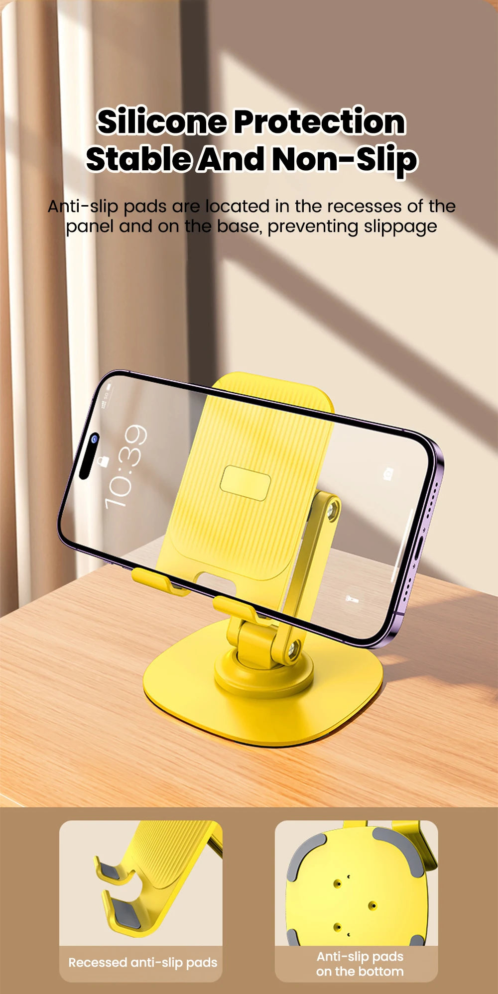 Adjustable Desktop Phone Stand with 360° Swivel Base