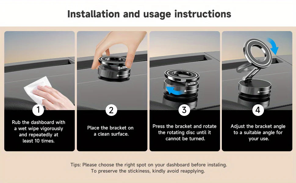 Magnetic Phone Stand with Adjustable Arm and Rotating Base