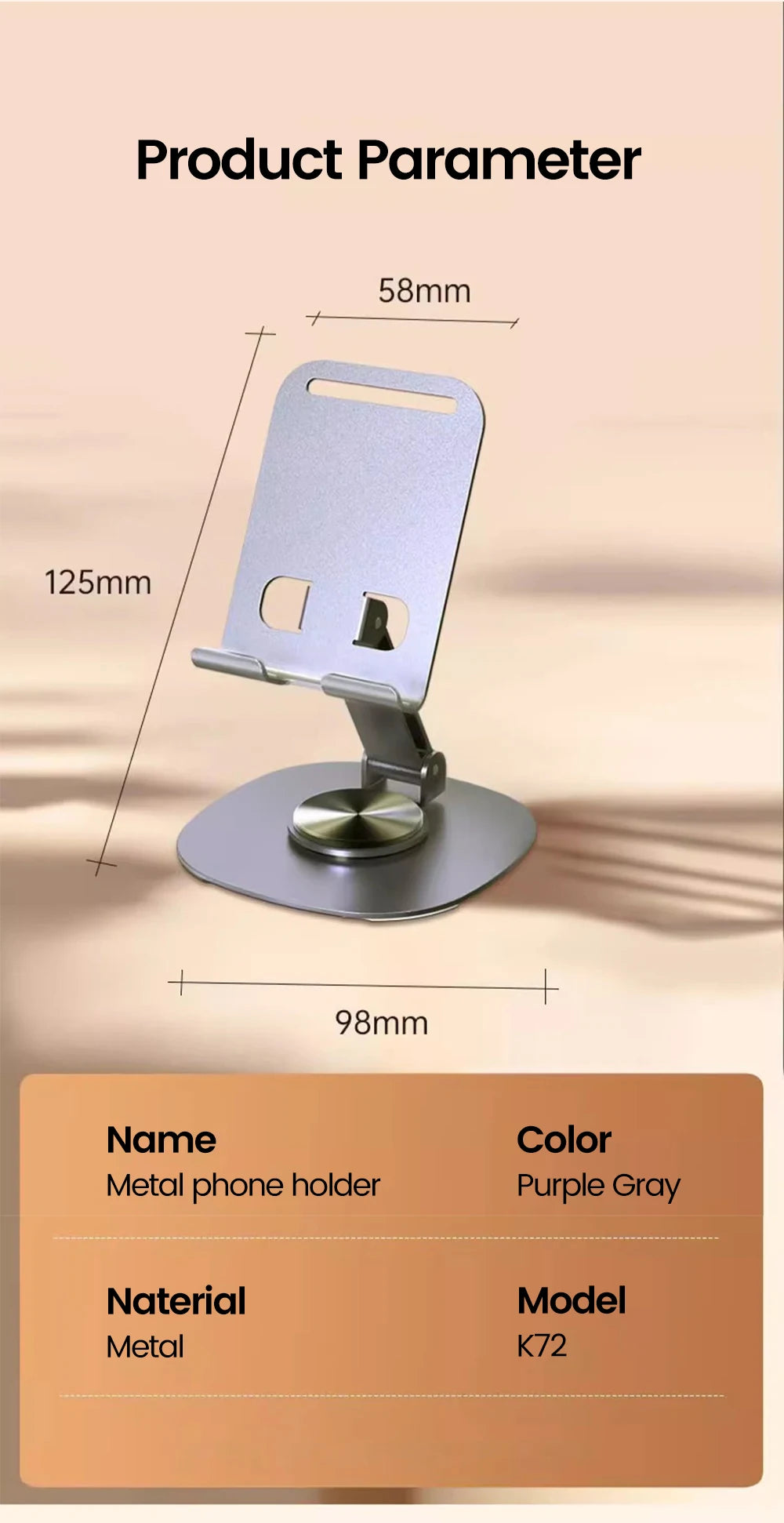 Premium Adjustable Metal Phone Stand for Desk