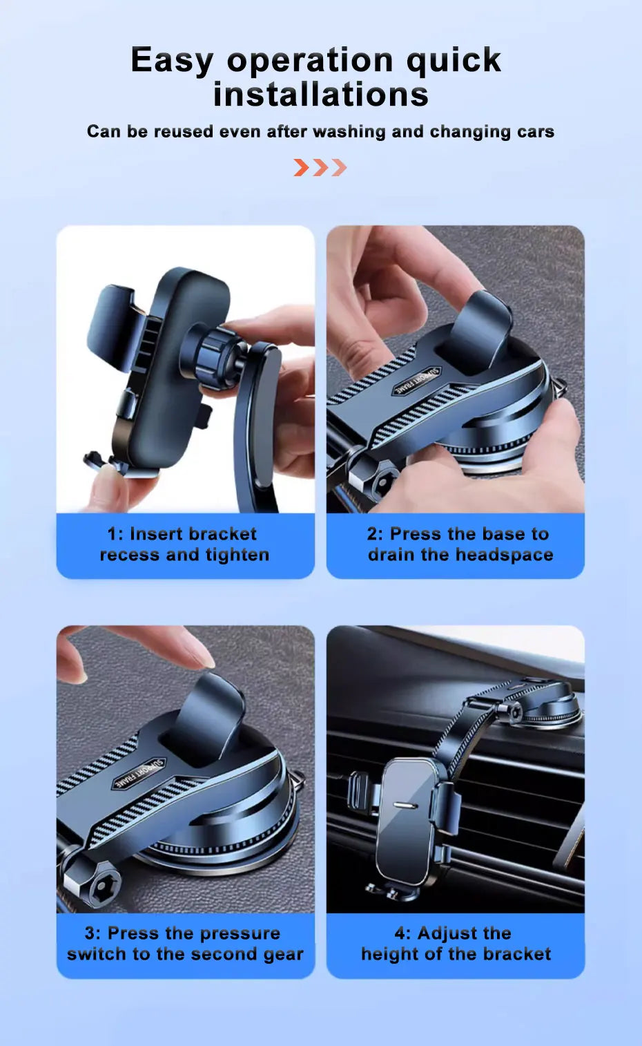 Universal Dashboard Car Phone Holder with Adjustable Arm