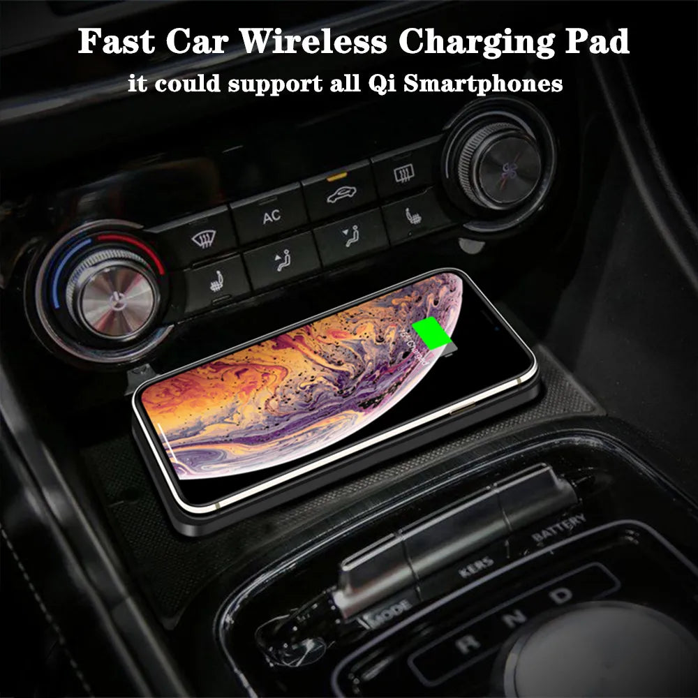 Fast Car Wireless Charging Pad – Non-Slip Qi Charger with USB & Type-C