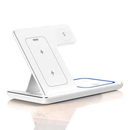 3-in-1 Foldable Wireless Charging Station – 30W Fast Charger for Phone, Watch & Earbuds