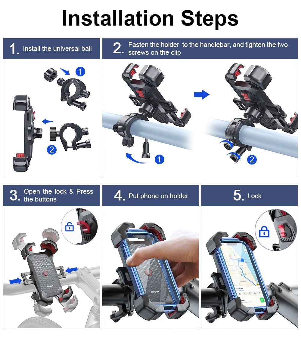 Secure Motorcycle Phone Mount with Anti-Drop Lock