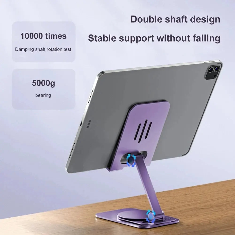Adjustable Metal Phone Stand with 360° Rotating Base