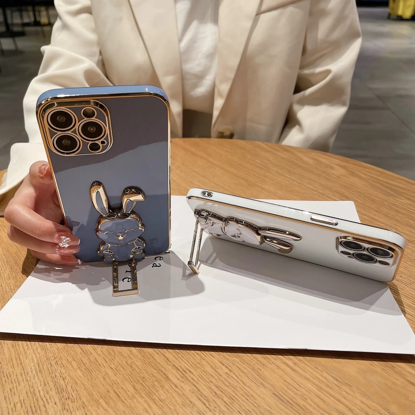 Cute Bunny Phone Stand & Grip – Foldable Desk Holder for Smartphone