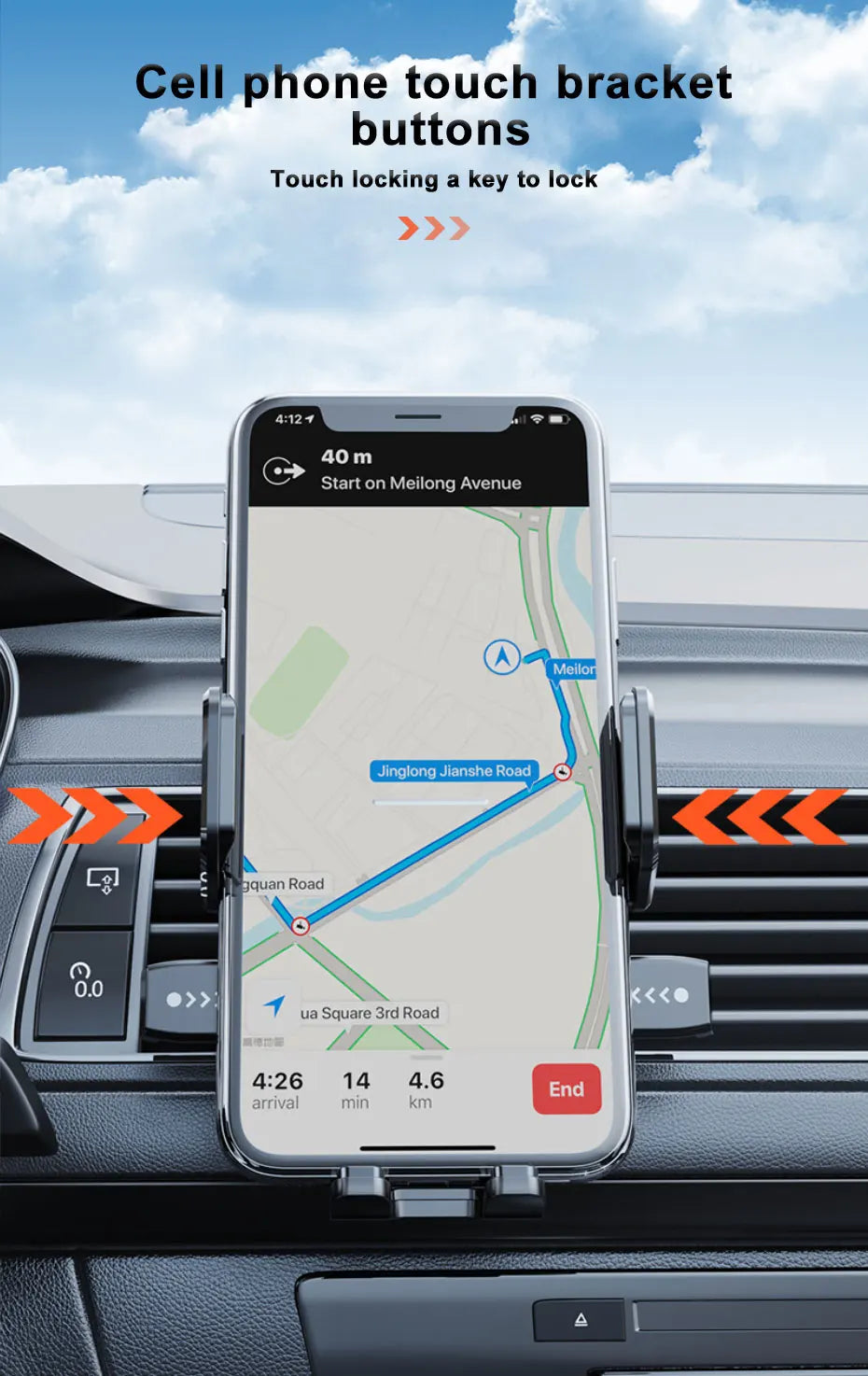 Universal Dashboard Car Phone Holder with Adjustable Arm